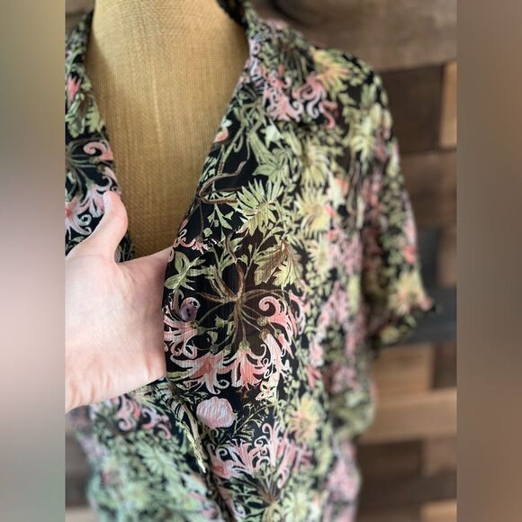 90s Vintage Sheer Floral Ruffled Short Sleeve Sag Harbor Blouse Size 2X - Picture 4 of 10